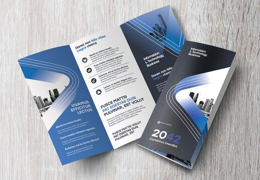 Blue and Black Trifolds Brochure Layout