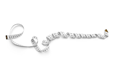 Tape measure on white background