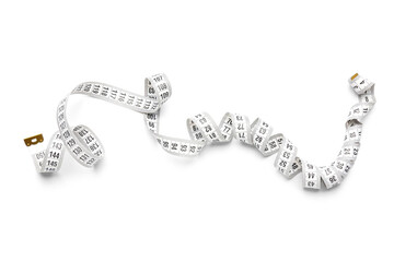 Tape measure on white background