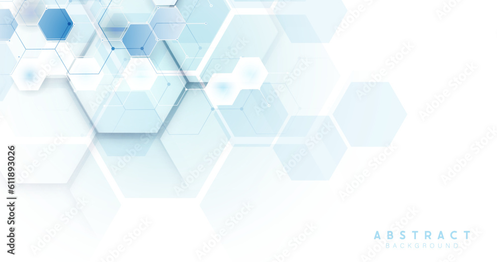 Canvas Prints Abstract white and blue hexagon background. science and health care. Futuristic and technology concept background. Vector illustration