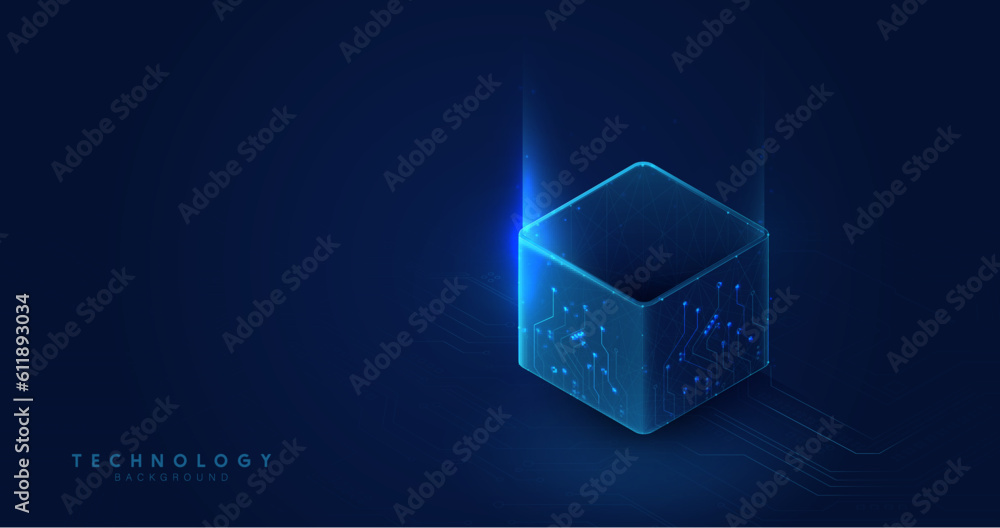 Poster big, digital data. blockchain technology. backup. cloud database, server. futuristic, technology. ve