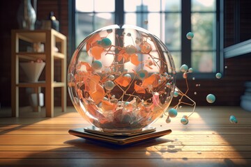 Decorative such decoration, a glass ball with a beautiful abstract filling, made with generative Ai