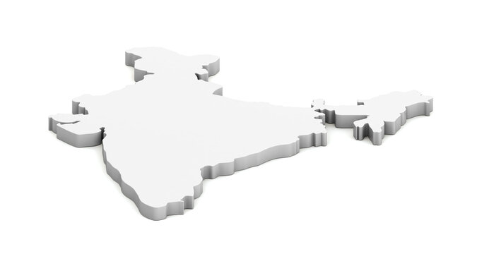 Flat India Map 3d isolated on transparent background. Three-dimensional India map. India map 3d Illustration.