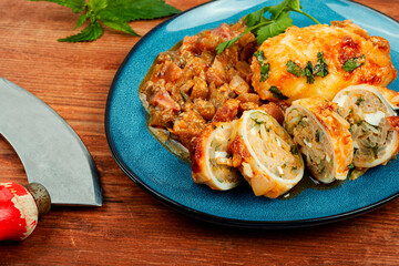 Grilled squid stuffed with rice.