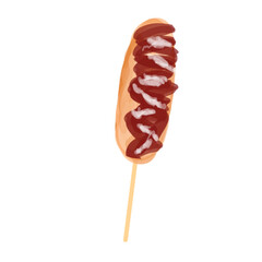 Corndog food clipart. Tasty corndog.street food illustration.