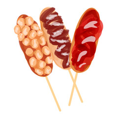 Corndog food clipart. Tasty corndog.street food illustration.