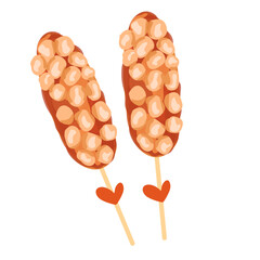 Corndog food clipart. Tasty corndog.street food illustration.