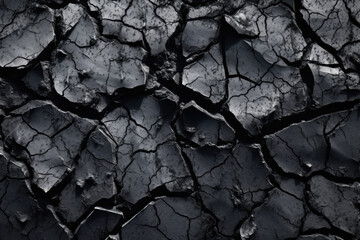 Volumetric Rock Textures: Cracked Black Stone Background