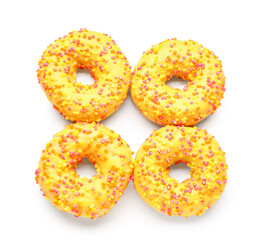 Sweet donuts on white background