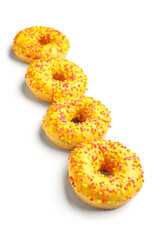 Sweet donuts on white background