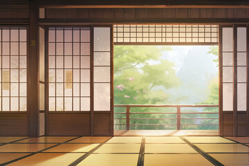 繊細で芸術的な家や室内系背景のイラスト(AI generated image)
