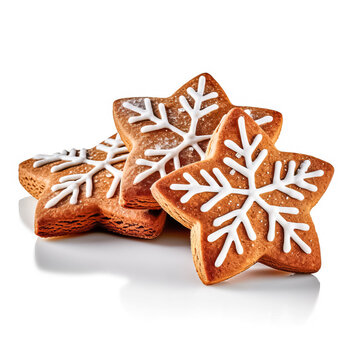 Delicious Lebkuchen, ginger bread isolated on white background, generative AI


