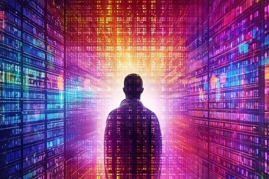 Man and Artificial intelligence concept.Generative AI