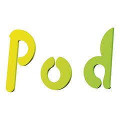 green "Pod" in 3d text