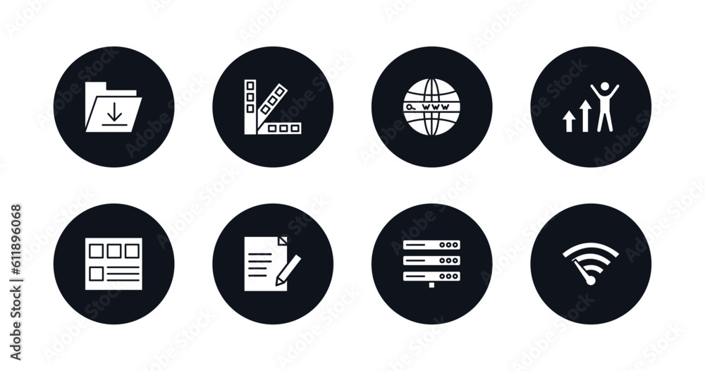 Aufkleber symbol for mobile filled icons set. filled icons such as upload file, color scheme, domains, improve