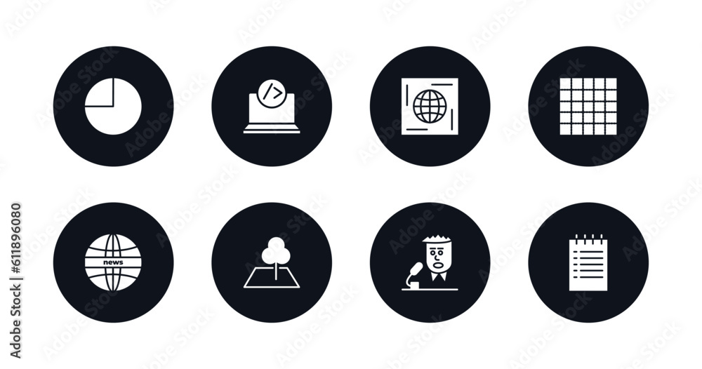 Poster symbol for mobile filled icons set. filled icons such as circular graphic, closing, world wide web o