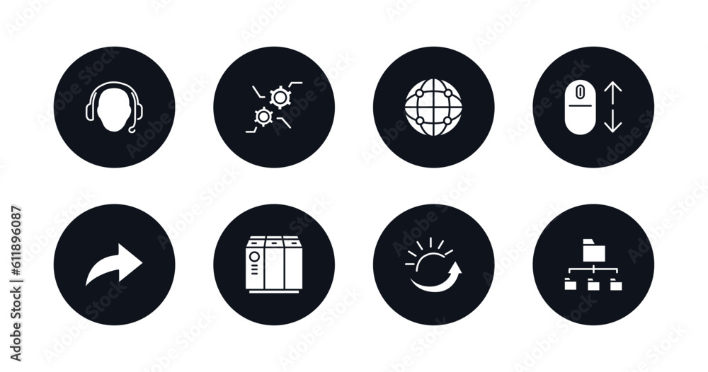 Poster symbol for mobile filled icons set. filled icons such as tech support, feature, globe network, scrol