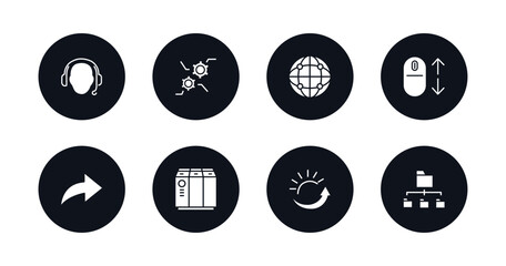 symbol for mobile filled icons set. filled icons such as tech support, feature, globe network, scrolling, forwarding, raid, uptime, folder management vector.