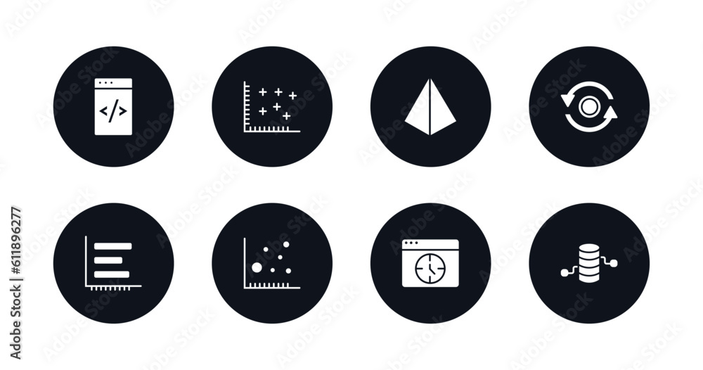 Poster symbol for mobile filled icons set. filled icons such as data coding, spotted data, triangular pyram
