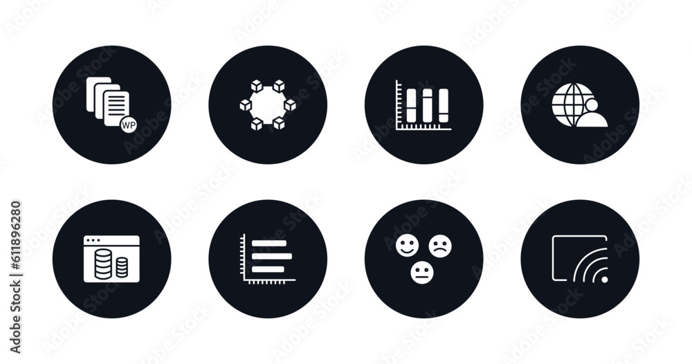 Poster symbol for mobile filled icons set. filled icons such as white paper, data interconnected, vertical 