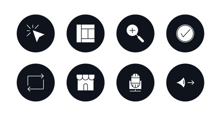 symbol for mobile filled icons set. filled icons such as cursor, layout, zoom, check square, retweet, store, voice recorder, look vector.