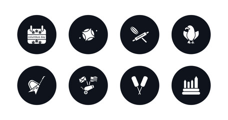 symbol for mobile filled icons set. filled icons such as columbus day, blessings, bake, eagle, electric guitar, american civil war, corndog, albuquerque vector.