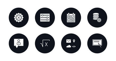 symbol for mobile filled icons set. filled icons such as bad tings, tings interface, comparision table, analytics tings, anonymous message, square root, the of, blackboard with vector.