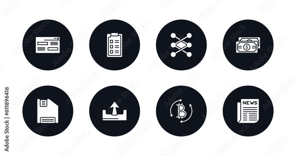 Poster symbol for mobile filled icons set. filled icons such as looking, form, lace, dollar bills stack, fl
