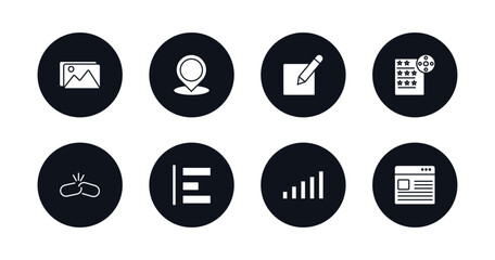 symbol for mobile filled icons set. filled icons such as images, point at, editor, film list, disconnected chains, object alignment, level, images interface vector.