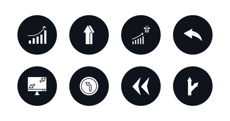 symbol for mobile filled icons set. filled icons such as increase success, 3d up arrow, incentive, back drawn arrow, display size, left curve, arrowheads, detour vector.
