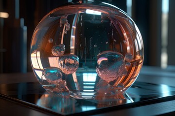 Crystal decorative ball with air bubbles inside made with generative AI
