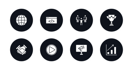 symbol for mobile filled icons set. filled icons such as website, coding, leader, winner, deal, start, advertising, growth vector.