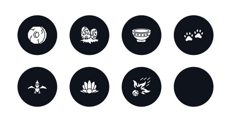 symbol for mobile filled icons set. filled icons such as venus of willendorf, wheel, diaur egg, plate, paw print, pterodactyl, shellfish, meteor vector.
