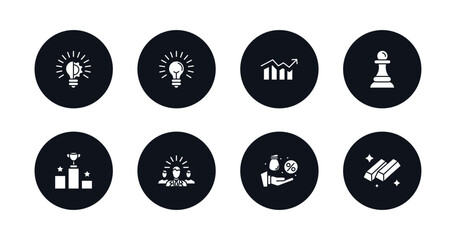 symbol for mobile filled icons set. filled icons such as innovation, idea, profits, pawn, pedestal, leader, commission, paper plane vector.