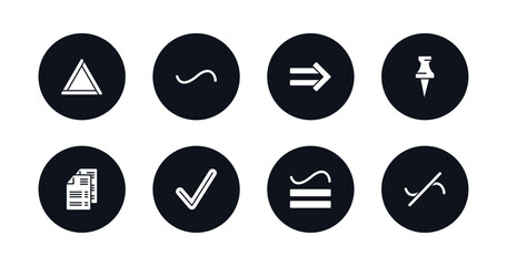 symbol for mobile filled icons set. filled icons such as triangles, is similar to, implies if, pinned, document sheets, check point, is congruent to, not similar vector.