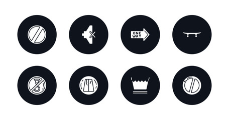 symbol for mobile filled icons set. filled icons such as forbidden, mute, one way, skateboard, no hoist, road collapse, washing, no entry vector.