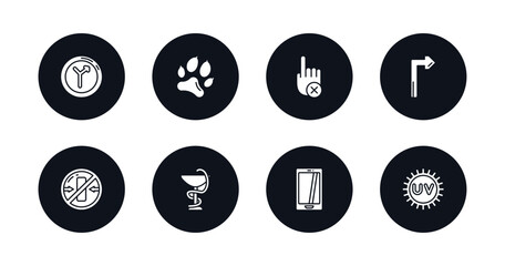 symbol for mobile filled icons set. filled icons such as junction, pet, no touch, turn, no packing, phary, smarthphone, uv ray warning vector.