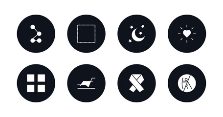 symbol for mobile filled icons set. filled icons such as z, dot square, moon and stars, heart with shine, four squares, multiple line, , no push vector.
