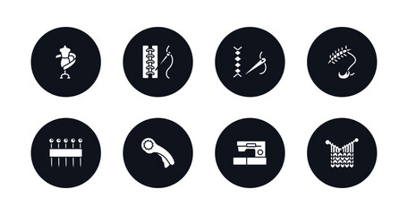 symbol for mobile filled icons set. filled icons such as sewing craft, seam, stiching, suture, of pins, rotary, new sewing hine, handloom vector.