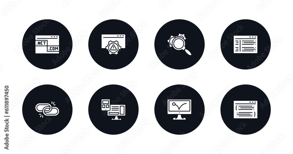 Poster symbol for mobile filled icons set. filled icons such as web domain, error, optimization, program in