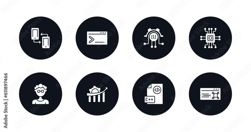 Poster symbol for mobile filled icons set. filled icons such as cross-platform, code terminal, engineering,