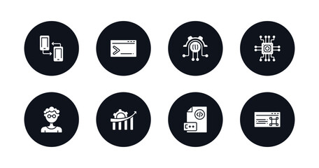 symbol for mobile filled icons set. filled icons such as cross-platform, code terminal, engineering, microchip, developer, seo growth, programming language, command vector.