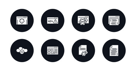symbol for mobile filled icons set. filled icons such as plugin, error 404, api, page, cloud storage, ux de, article, software vector.