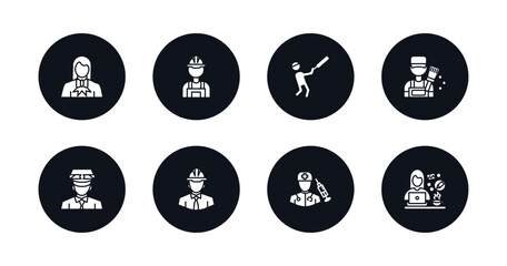 symbol for mobile filled icons set. filled icons such as lawyer, builder, cricket player, painter, taxi driver, engineer, surgeon, graphic de vector.