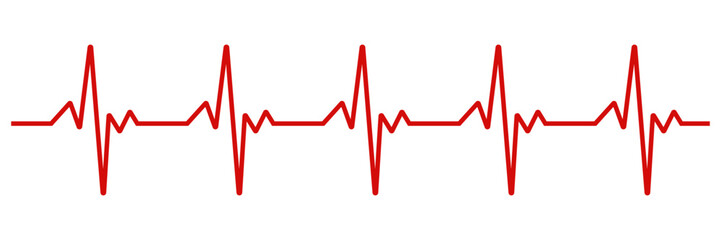 Heart beat cardiogram, pulse line vector illustration, red pulse line vector,  heart wave vector illustration isolated on white background.