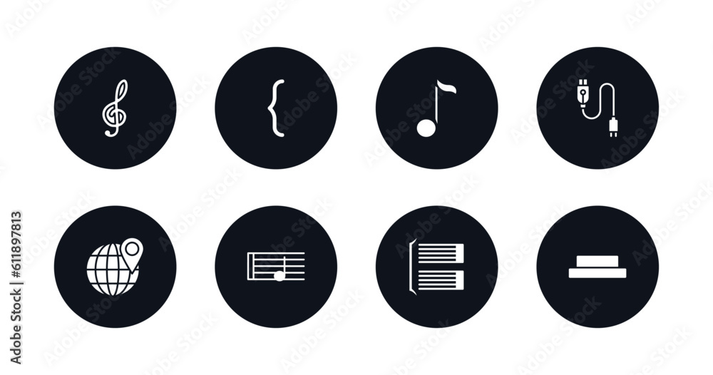 Poster symbol for mobile filled icons set. filled icons such as treble clef, brace, eighth note, charging p