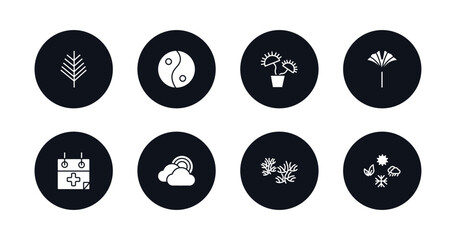 symbol for mobile filled icons set. filled icons such as yew leaf, asian, carnivorous plant, ginkgo, treatments, rainbow behind a cloud, escuamiforme, season vector.