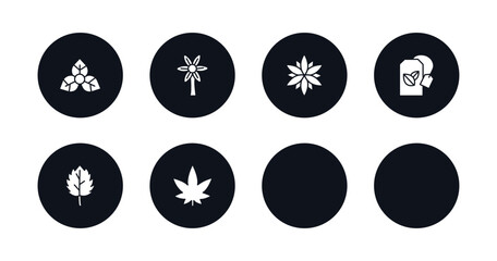 symbol for mobile filled icons set. filled icons such as bougainvillea, hypericum, astrantia, carnation, green tea, protea, peppermint, hemp vector.