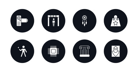 symbol for mobile filled icons set. filled icons such as photographic, metal detector, dreamcatcher, souvenir, excursion, electronics, antique column, el greco vector.