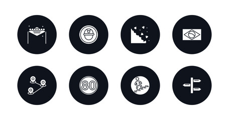 symbol for mobile filled icons set. filled icons such as las vegas, mine site, rock landslide safety, square flag, locations, 80 speed limit, walking up stair, divarication vector.